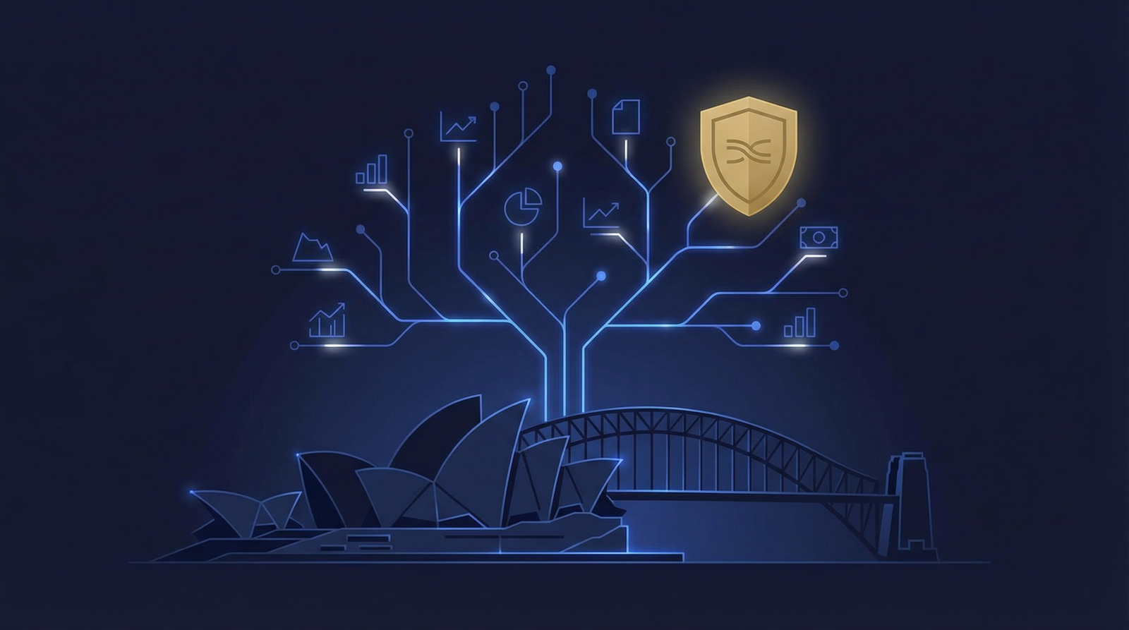 Financial district skyline in Sydney representing Australia ASIC tokenization regulation and digital asset compliance