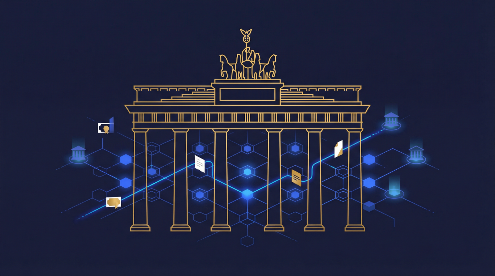 BaFin headquarters with digital network representing Germany eWpG tokenization regulation and electronic securities