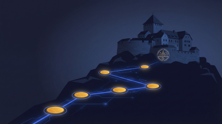 Founder reviewing Liechtenstein TVTG tokenization guide and FMA compliance requirements