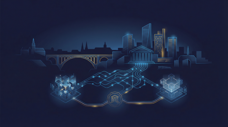 Luxembourg CSSF tokenization regulation and financial district buildings for digital asset fund management.