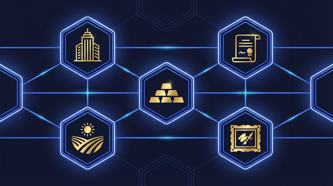 Digital representation of global markets illustrating RWA tokenization connecting traditional finance with blockchain technology