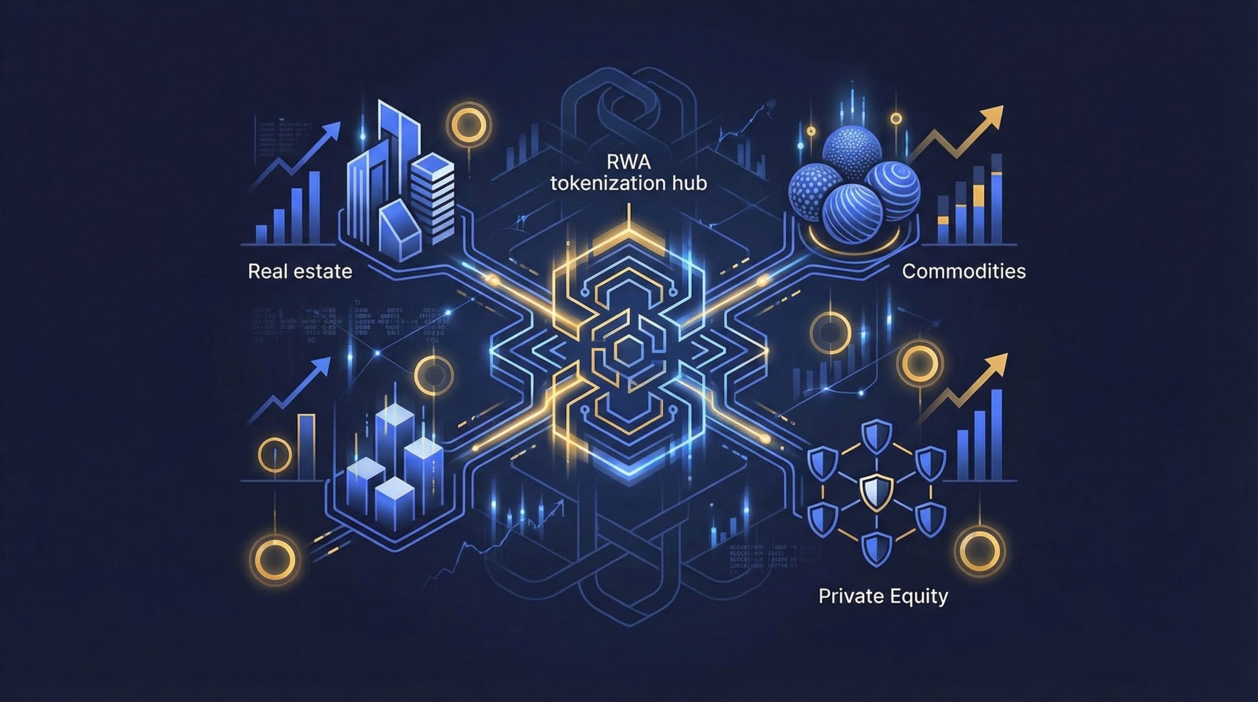 Chart showing RWA tokenization progress 2026 with institutional TVL growth across major blockchain protocols.