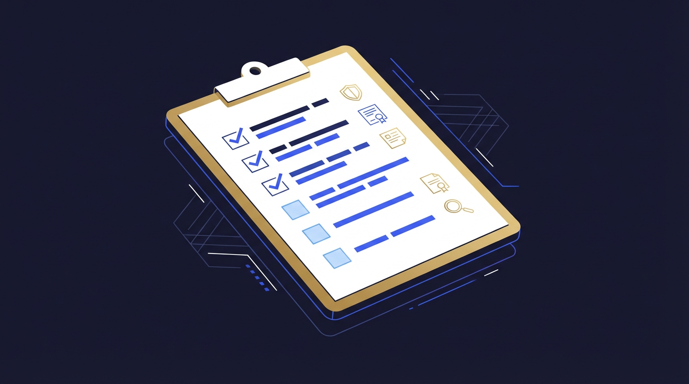 Startup founder reviewing a tokenization compliance checklist on a tablet screen in an office.