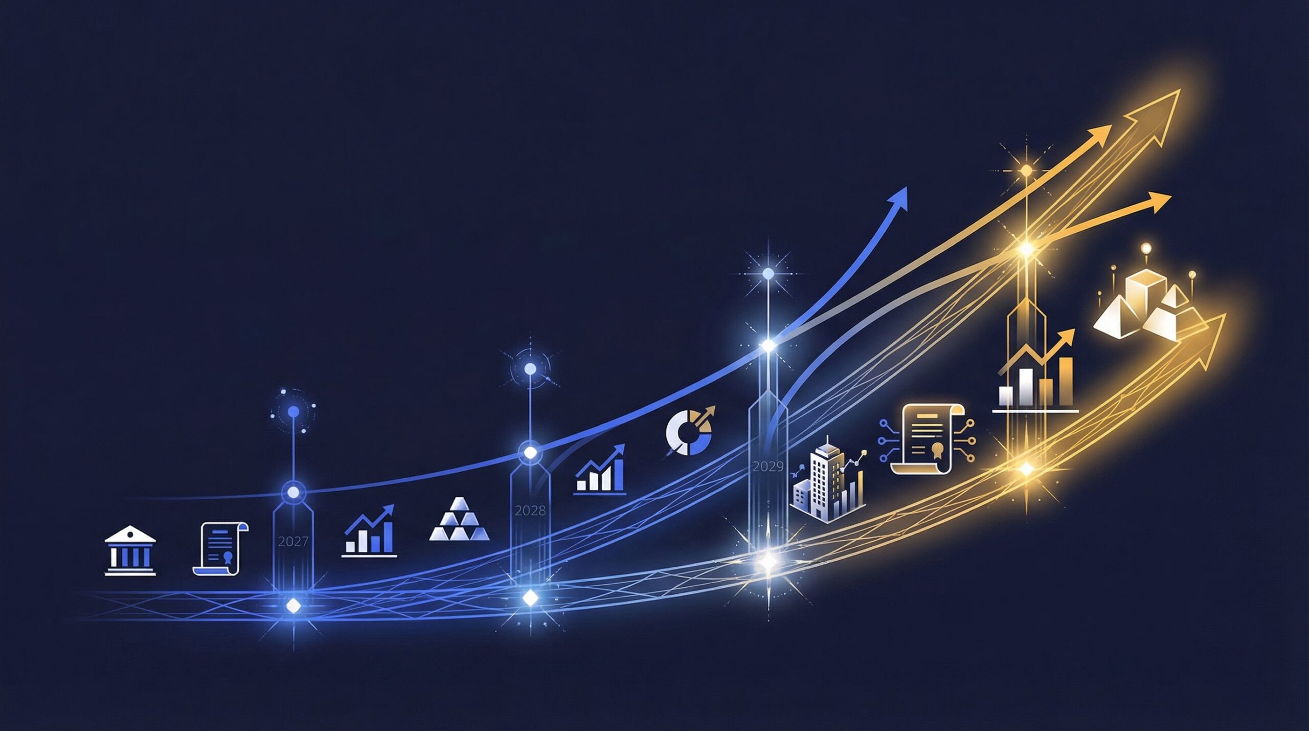 Financial data charts showing the future of tokenization 2027 2030 market growth