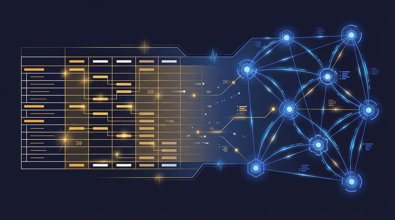 A founder reviewing tokenized cap table management data on a digital blockchain dashboard.