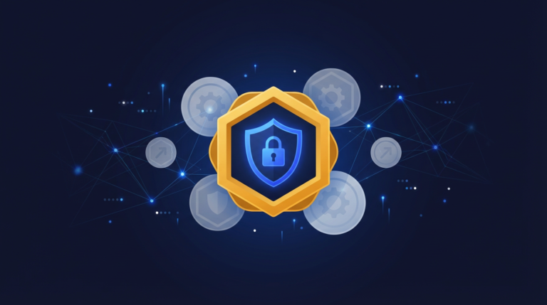 Digital security token conceptual graphic showing blockchain compliance and financial assets